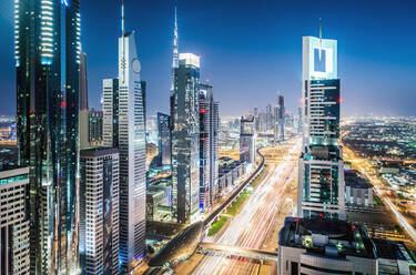 Aerial view of Dubai cityscape, United Arab Emirates - MINF12515