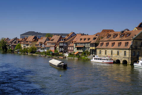 Altstadt Klein-Venedig, am Regnitzufer, Bamberg, Bayern, Deutschland, lizenzfreies Stockfoto