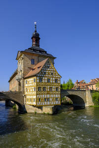 Altes Rathaus und Obere Brücke an der Regnitz, Bamberg, Bayern, Deutschland - LBF02604