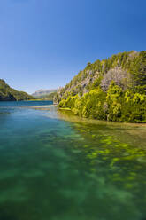 Kristallklares Wasser im Nationalpark Los Alerces, Chubut, Argentinien, Südamerika - RUNF02727