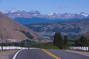 Road into the mountains of Chubut Province leading to Esquel, Argentina, South America - RUNF02806