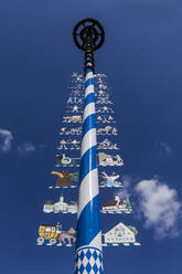 Maibaum mit Zunftzeichen, Ebenhausen, Bayern, Deutschland - TCF06108