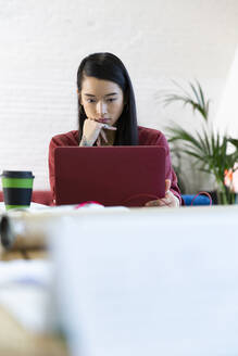 Woman using laptop in office - FKF03345