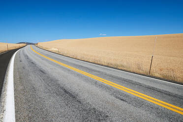 Weizenfeld entlang einer Straße auf dem Land, Tensed, Idaho, Vereinigte Staaten - ISF21645