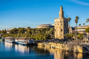 Long exposure of Torre del oro at Guadalquivir river, Seville, Spain - TAMF01552