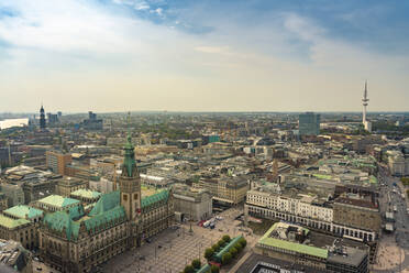 Cityscape with city hall and old town, Hamburg, Germany - TAMF01615