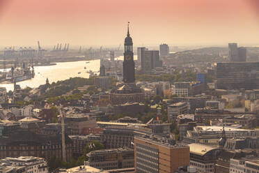 Cityscape with St. Michaelis Churchand St. Pauli, Hamburg, Germany - TAMF01619