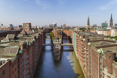 Cityscape with Speicherstadt, Hamburg, Germany stock photo