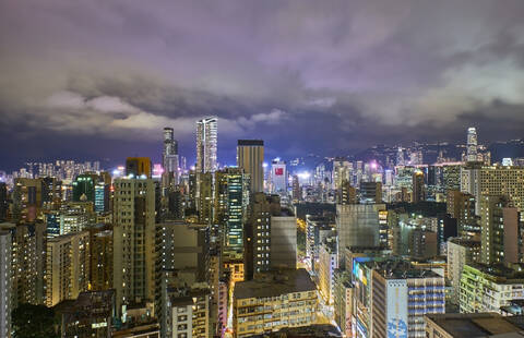 City view in the evening, Kowloon, Hong Kong, China stock photo