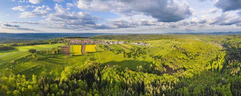 Luftaufnahme über dem Schwäbisch-Fränkischen Wald, Deutschland - STSF02027