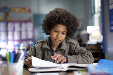 African American boy studying in classroom - BLEF07798