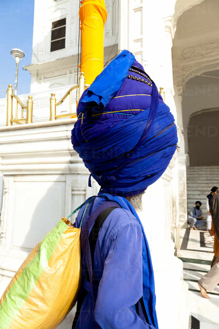 Indian man wearing large turban stock photo