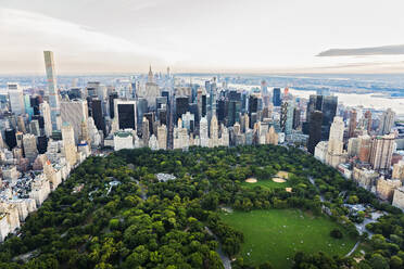 Aerial view of Central Park in New York City cityscape, New York, United States - BLEF08881