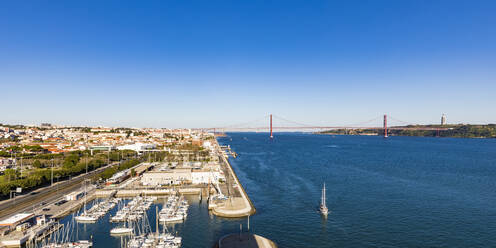 Portugal, Lisbon, Belem, Marina on Tagus river and 25 de Abril Bridge - WDF05292