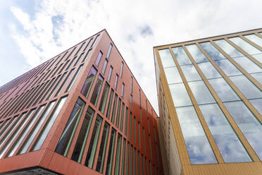 Low angle view of Malmo Concert Hall against sky - TAMF01790