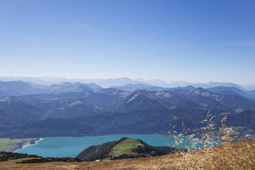 Blick auf den Wolfgangsee und die Berge vor blauem Himmel - GWF06158