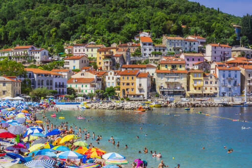 People enjoying at beach by Opatija town during summer - THAF02541