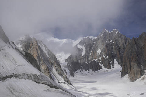 Verschneiter Mont Blanc in den Alpen, Frankreich, lizenzfreies Stockfoto