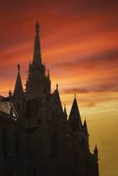 Silhouette of Mathias Church, Budapest, Hungary - BLEF09911