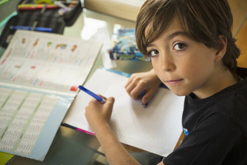 Caucasian boy doing homework - BLEF10271