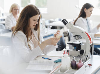 Researchers in white coats working in lab - AHSF00666