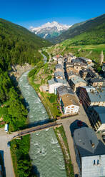 Aerial view of Lanslebourg village in Savoie, France. - AAEF00060