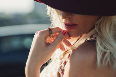 Close up of Caucasian woman looking down - BLEF11289