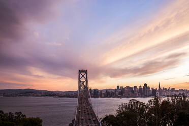 Bay Bridge over San Francisco city skyline, California, United States - BLEF11833