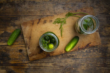 Pickled gherkins in jar with mustard seeds and dill - LVF08210