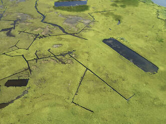 Aerial photograph of marshes near Elliot Island and Fishing Bay on the Eastern Shore of Maryland. This are sits between fishing Bay to the north and the Nanticoke River to the south. It is a prime birding and wildlife preserve. - BCDF00396