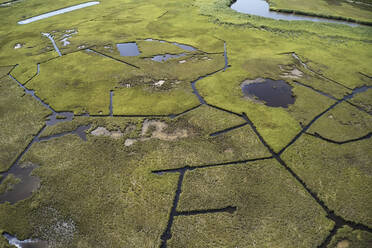 Aerial photograph of marshes near Elliot Island and Fishing Bay on the Eastern Shore of Maryland. This are sits between fishing Bay to the north and the Nanticoke River to the south. It is a prime birding and wildlife preserve. - BCDF00399