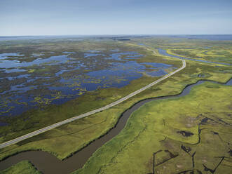 Aerial photograph of marshes near Elliot Island and Fishing Bay on the Eastern Shore of Maryland. This are sits between fishing Bay to the north and the Nanticoke River to the south. It is a prime birding and wildlife preserve. - BCDF00402