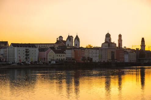 Sunset at Passau in autumn, Bavaria, Germany - JUNF01672