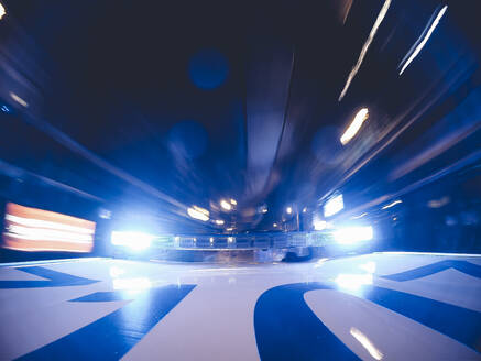 Police patrol lights on car roof, Madrid, Spain - OCMF00510