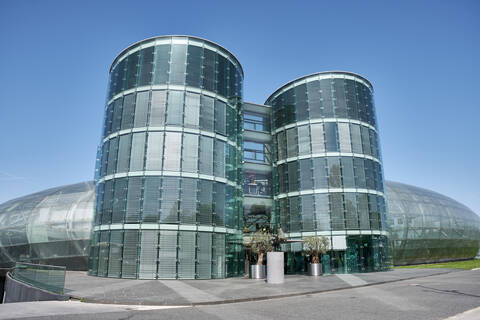 Multifunctional building Hangar-7 at Salzburg airport, Austria stock photo