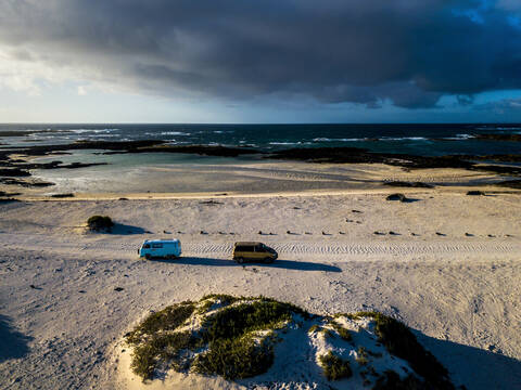 Fuerteventura aerial with drone, lizenzfreies Stockfoto