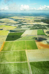 Aerial view of cultivated green fields in Queensland, Australia - GEMF03003