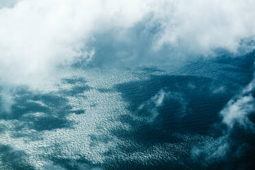 Aerial view of deep blue sea and white clouds at Great Barrier Reef, Australia - GEMF03017