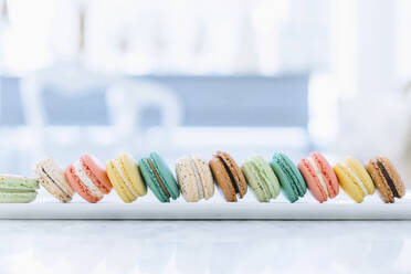 Close up of variety of macaroon cookies - BLEF12484