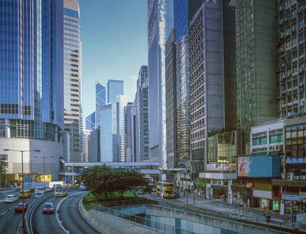 Highrise buildings over Hong Kong streets, Hong Kong, China - BLEF12665