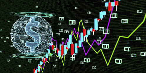 Wachstum des Dollarkurses durch Digitalisierung, 3D-Illustration - ALF00767