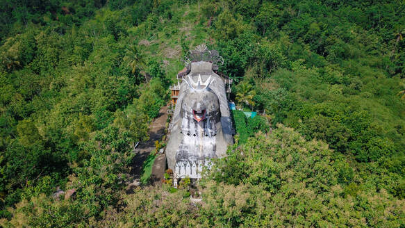 Luftaufnahme der Chicken Church in Yogyakarta an einem sonnigen Tag im Osten der Insel Java, Indonesien. - AAEF00331