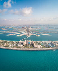 Panoramic aerial view of Atlantis hotel on the Palm Jumeirah in Dubai, U.A.E. - AAEF01132