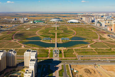 Aerial view of the Botanical Gardens, Nur Sultan, Kazakhstan. - AAEF01363