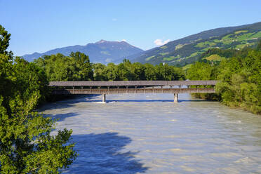 Inn river with Innsteg bridge, near Hall in Tyrol, Austria - SIEF08872