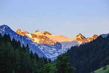 Stubaier Alpen mit Zuckerhütl im Morgenlicht, Stubaital, Tirol, Österreich - SIEF08875