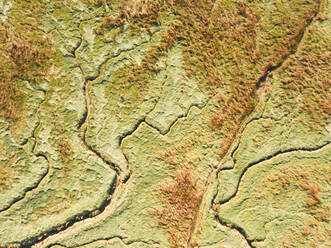 Abstrakte Luftaufnahme einer Flusslandschaft in den Niederlanden. - AAEF01586