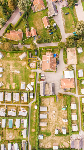 FORMERUM, THE NETHERLANDS - 29 AUGUST 2016 : Aerial view of a campsite in The Netherlands. stock photo