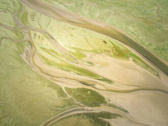 Abstract aerial view of wetlands in Frisian islands in The Netherlands. - AAEF01743