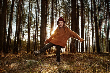 Caucasian girl standing in forest - BLEF14236